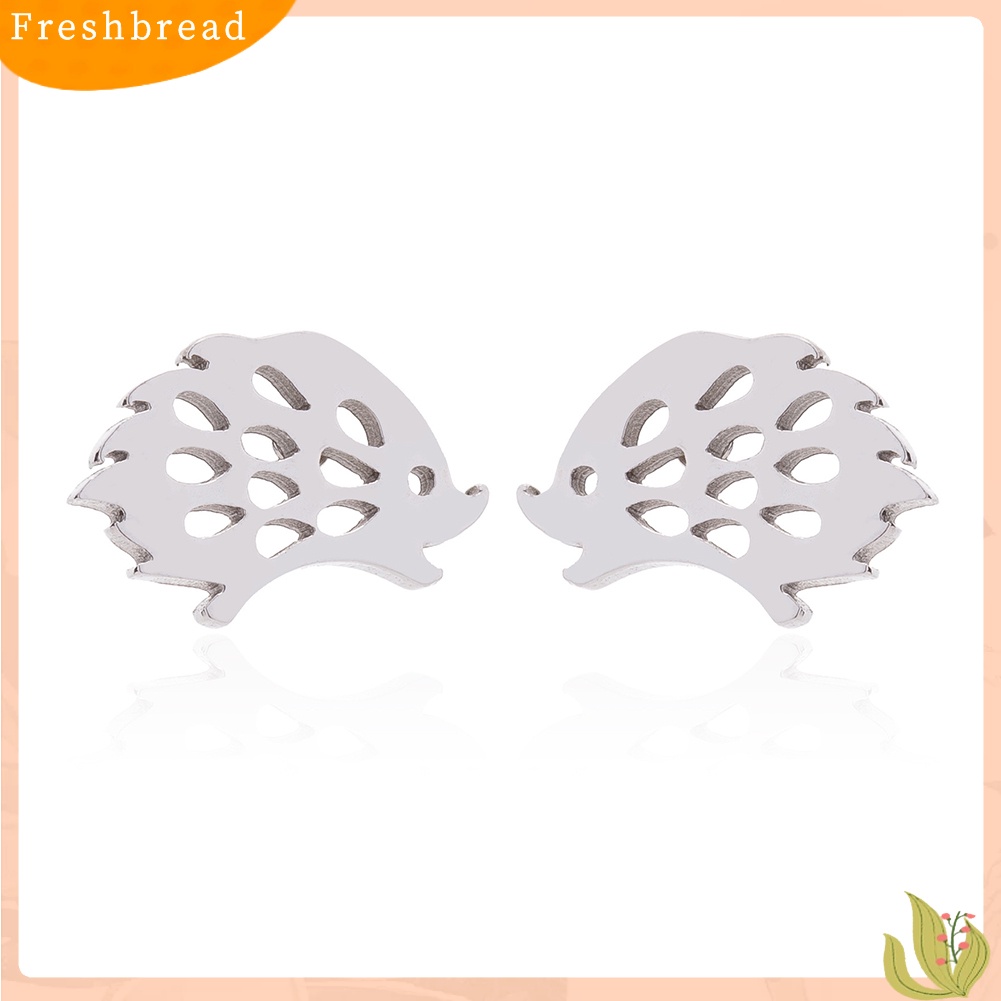 &lt; Freshbread &gt; Stainless Steel Minimalis Berongga Landak Wanita Stud Earrings Perhiasan Hadiah