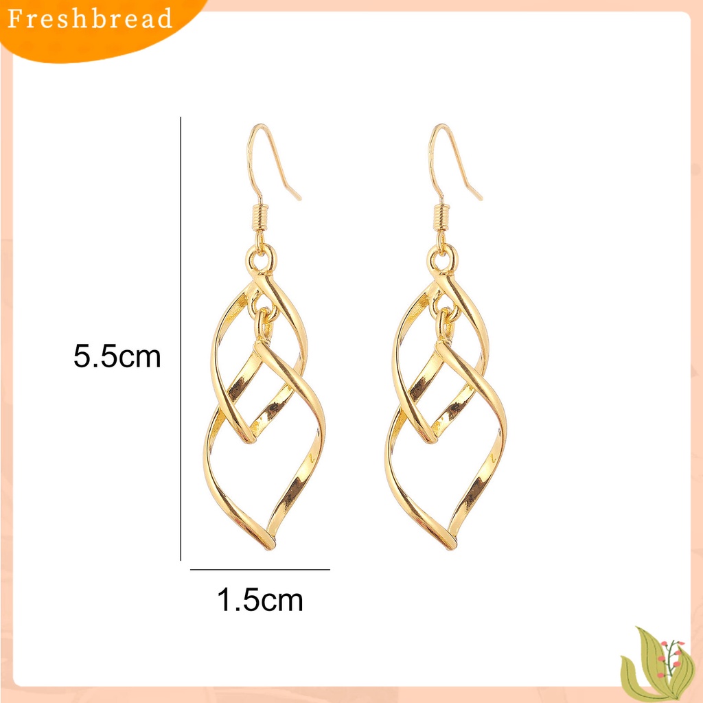 &lt; Freshbread &gt; 1pasang Anting Kait Linear Swirl Bohemian Perhiasan Halus Tahan Lama Drop Earrings Untuk Pakaian Sehari-Hari