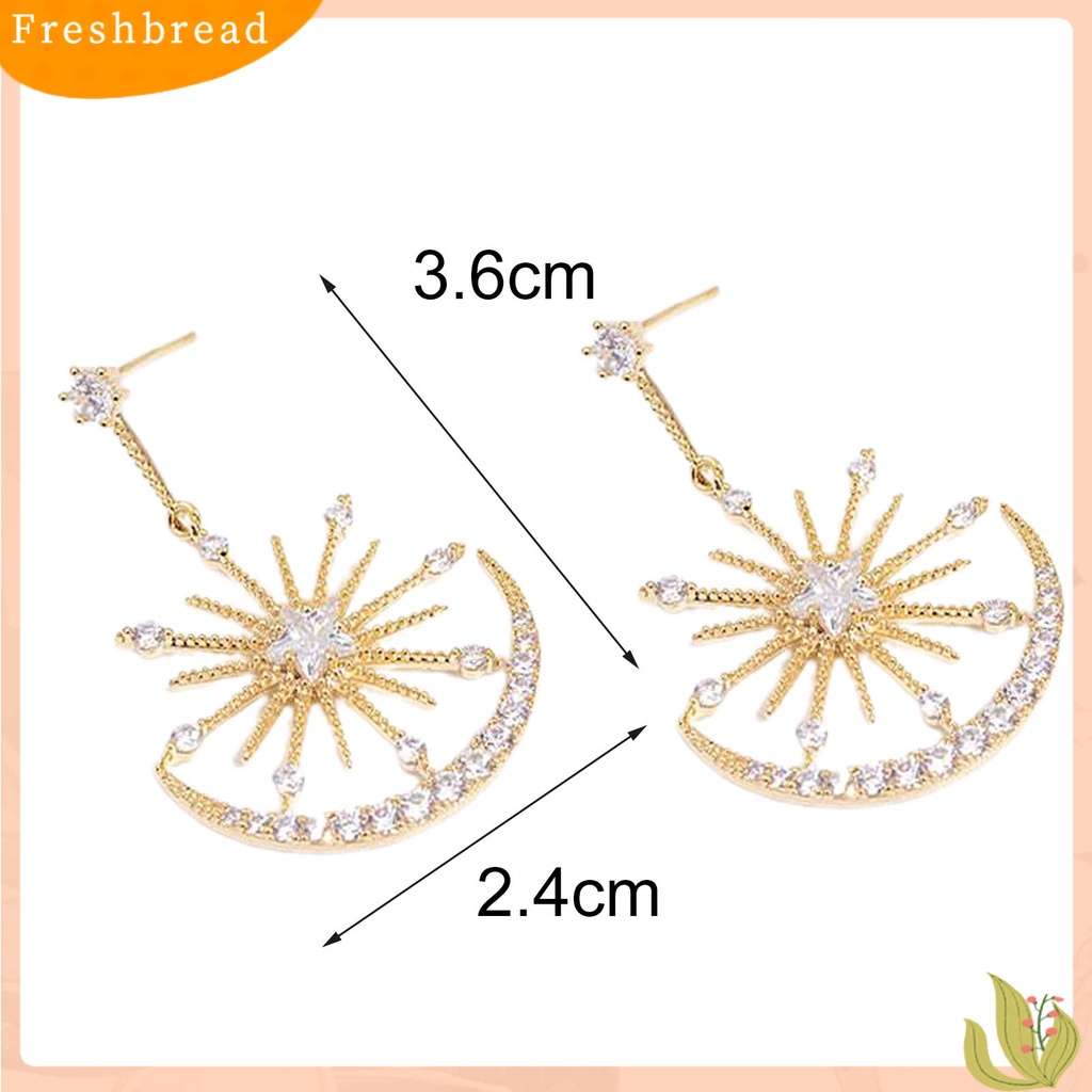 &lt; Freshbread &gt; 1pasang Anting Bulan Bintang Indah Mata-catching Gaya Mudah Cocok Anting Wanita Kasual Untuk Pakaian Sehari-Hari