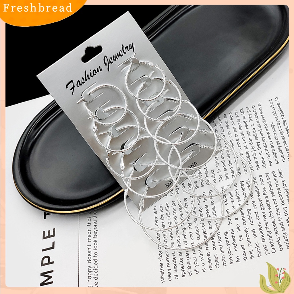 &lt; Freshbread &gt; 6pasang Anting Lingkaran Anting Tusuk Simple Punk Metal Bulat Halus Untuk Wanita