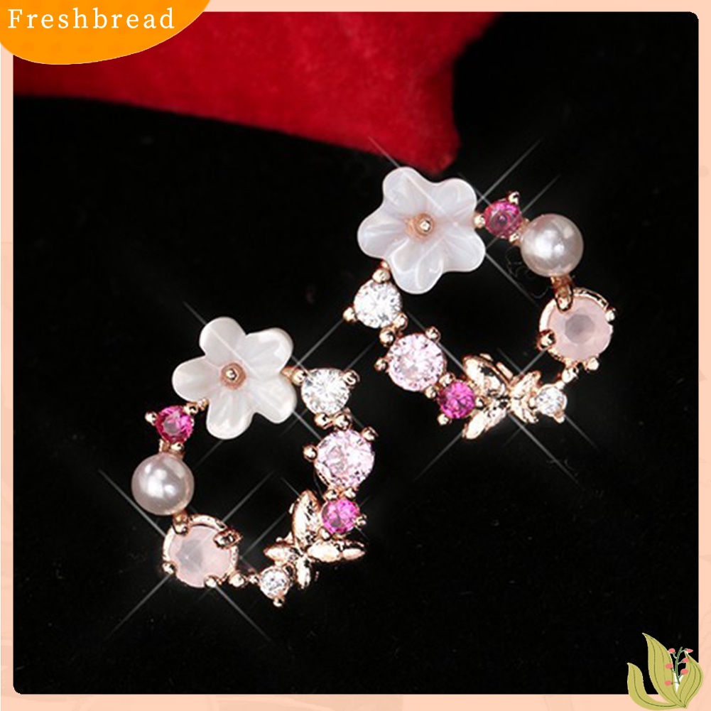 &lt; Freshbread &gt; Fashion Wanita Bentuk Karangan Bunga Lucu Multicolor Alloy Ear Stud Earrings Perhiasan Hadiah