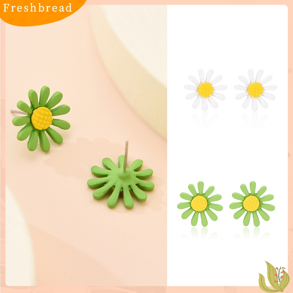 &lt; Freshbread &gt; Wanita Elegan Resin Kecil Marguerite Ear Stud Earrings Tindik Perhiasan Hadiah