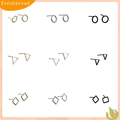 &lt; Freshbread &gt; Sederhana Persegi Panjang Segitiga Hexagon Wanita Geometris Anting Telinga Studs Perhiasan