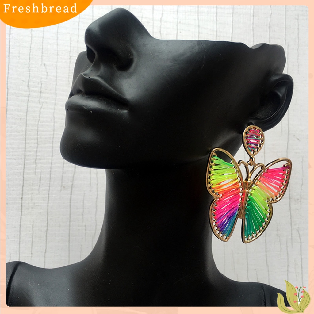 &lt; Freshbread &gt; 1pasang Drop Earring Indah Elegan Gaya Boho Warna-Warni Desain Kupu-Kupu Anting Wanita Untuk Pacaran