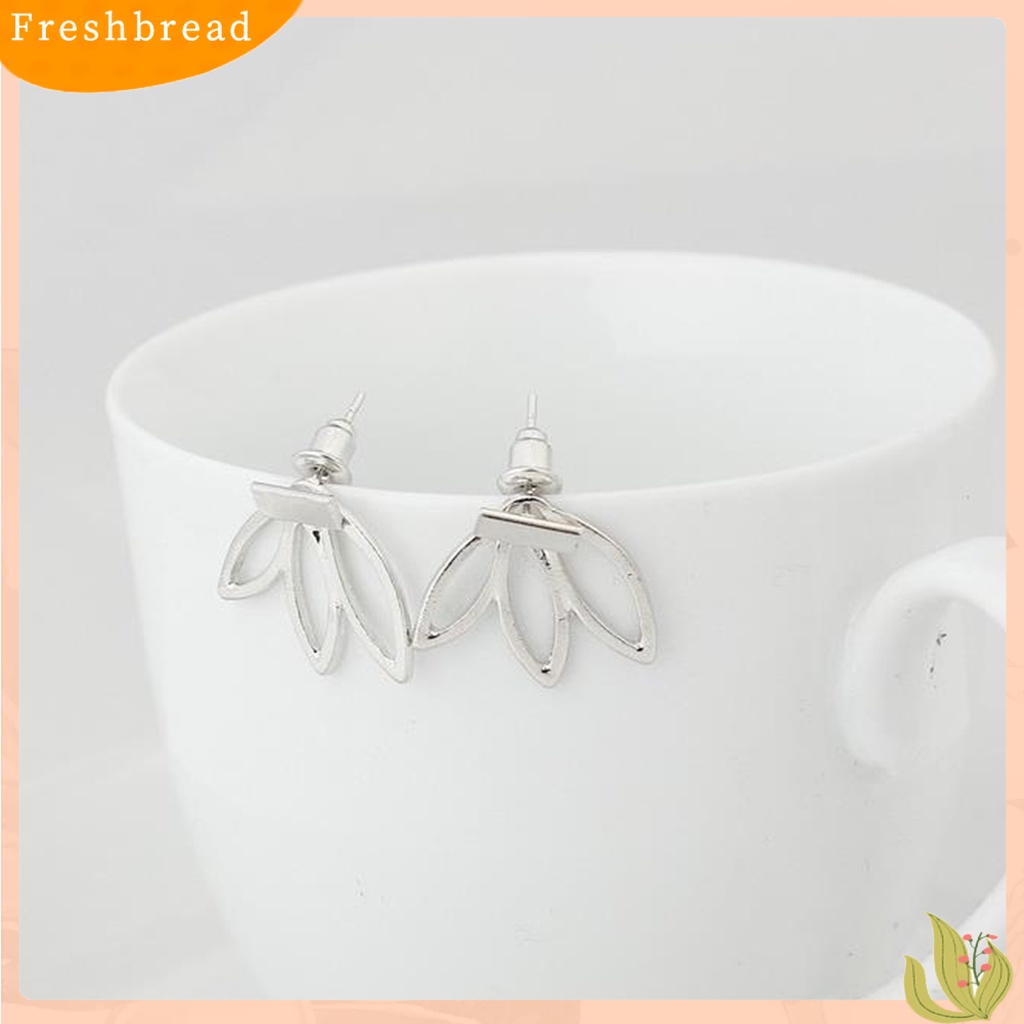 &lt; Freshbread &gt; Ear Studs Hollow Lotus Kreatif Wanita Anting Alloy Elegan Untuk Pacaran