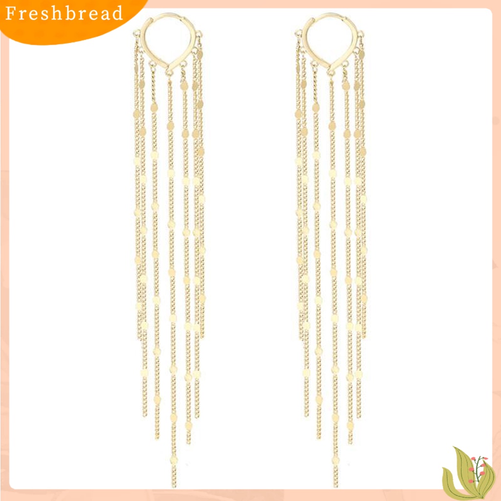 &lt; Freshbread &gt; 1pasang Drop Earrings Bohemian Temperamen Payet Bentuk Hati Geometris Hias Hadiah Wanita Panjang Logam Rumbai Pesona Anting Perhiasan Pernyataan Fashion