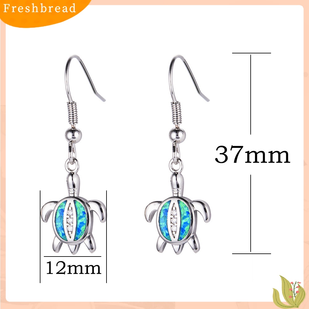 &lt; Freshbread &gt; Lucu Wanita Faux Opal Berlian Imitasi Hias Turtle Menjuntai Kait Anting Perhiasan Hadiah