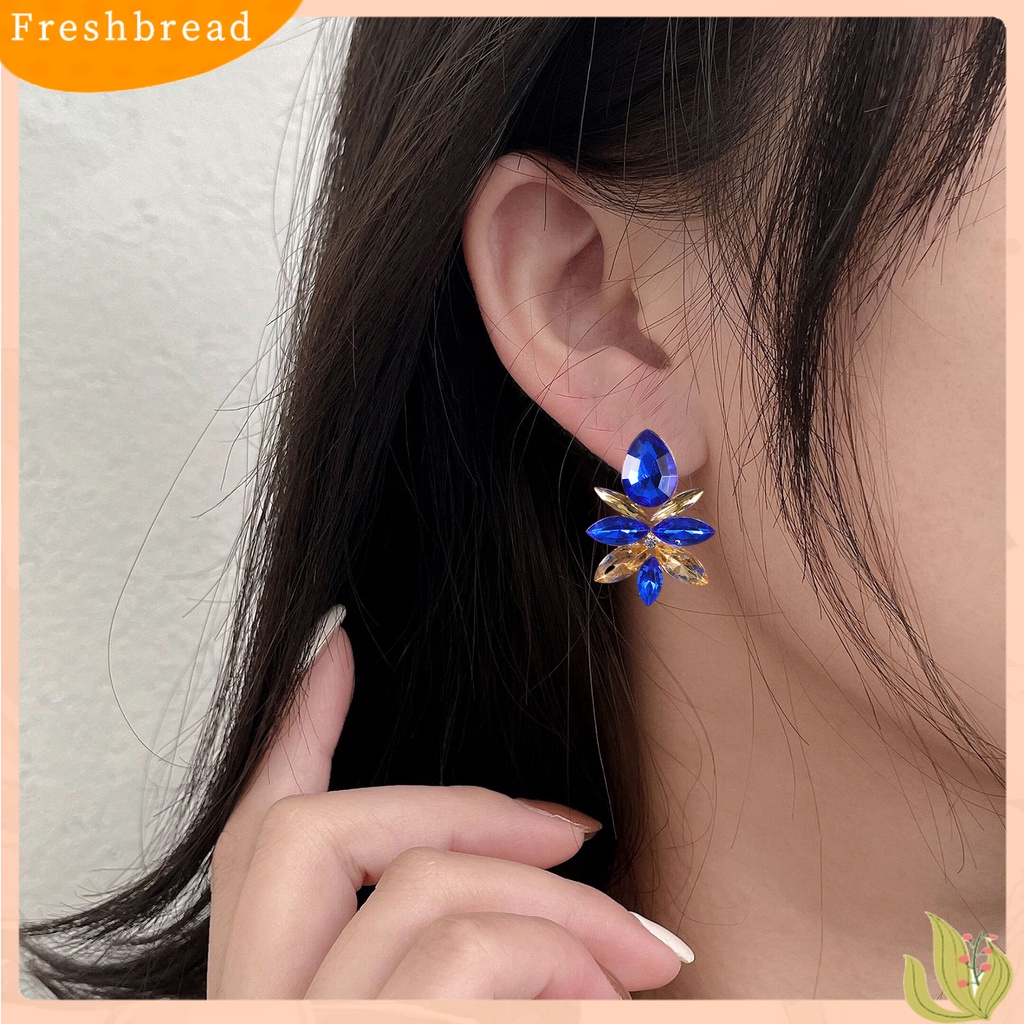 &lt; Freshbread &gt; 1pasang Anting Drop Wanita Indah Tahan Lama Alloy Fashion Mewah Berlian Imitasi Anting Tetesan Air Untuk Pesta