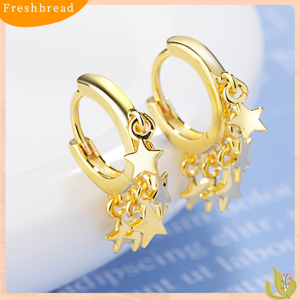 &lt; Freshbread &gt; Fashion Wanita Bintang Liontin Huggie Anting Tindik Pesta Club Perhiasan Hadiah