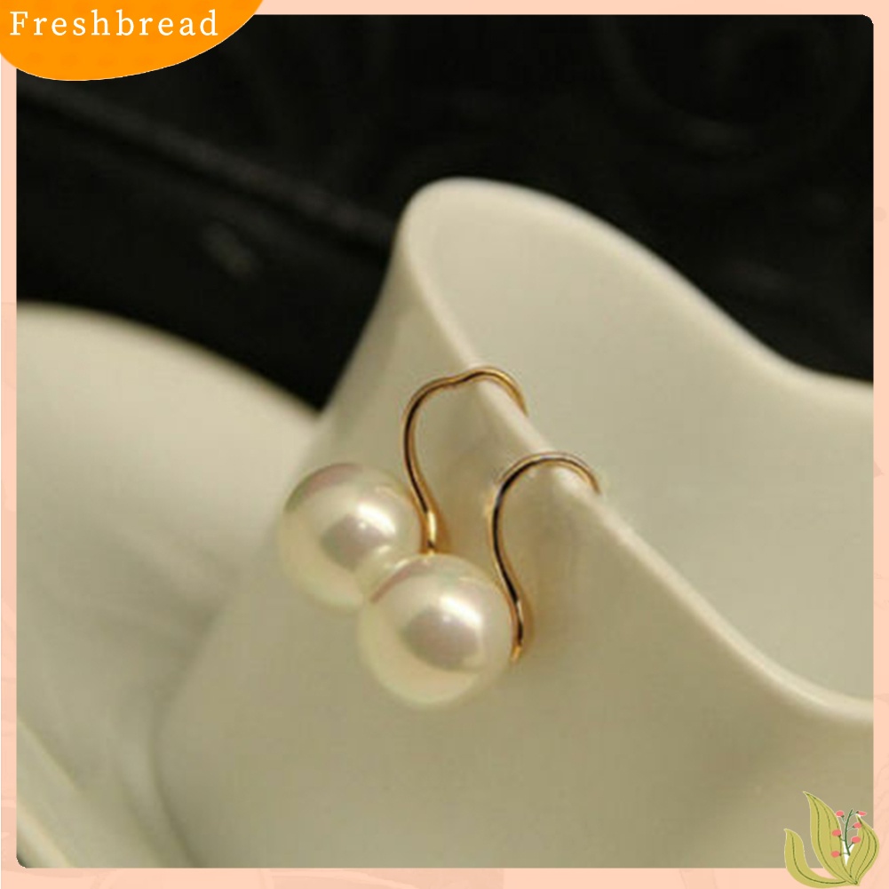 &lt; Freshbread &gt; Fashion Wanita Mutiara Imitasi Mini Ear Hooks Earrings Pesta Pernyataan Perhiasan Hadiah