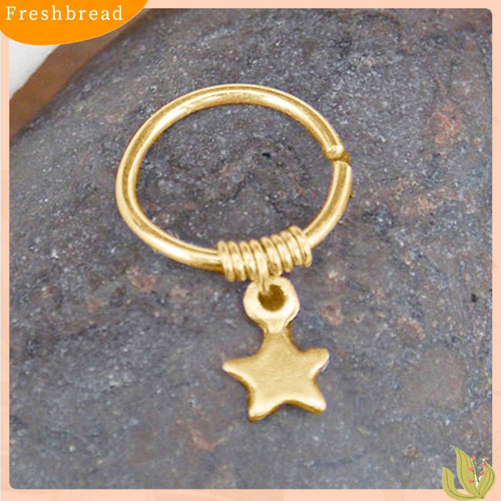 &lt; Freshbread &gt; 1pc Cincin Lady Tembaga Alloy Bintang Liontin Tulang Rawan Hoop Piercing Telinga Atas Stud