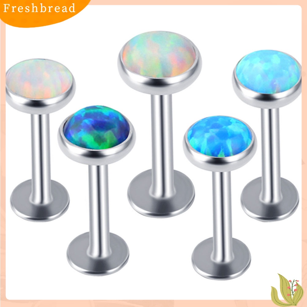 &lt; Freshbread &gt; 1Pc Pria Wanita Imitasi Opal Labret Bibir Cincin Telinga Stud Anting Perhiasan Tindik Tubuh