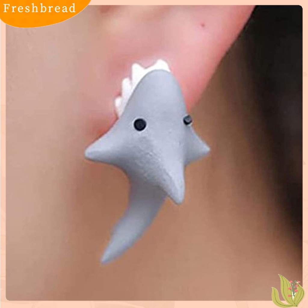 &lt; Freshbread &gt; 3D Bentuk Hewan Wanita Anting Gigit Postur Tubuh Paduan Kartun Menggemaskan Stud Earrings Perhiasan Aksesori