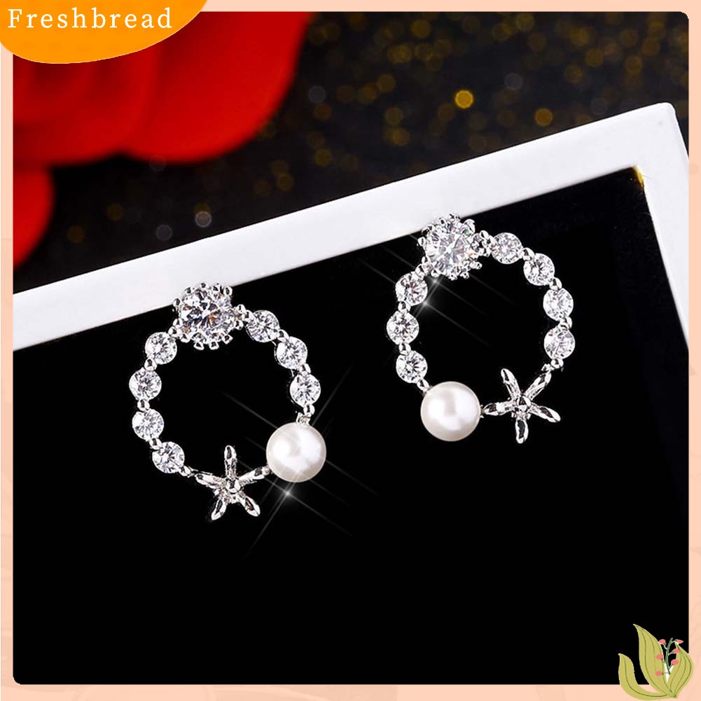 < Freshbread > Wanita Manis Berlian Imitasi Bunga Lingkaran Hati Menjuntai Telinga Stud Anting Perhiasan Hadiah