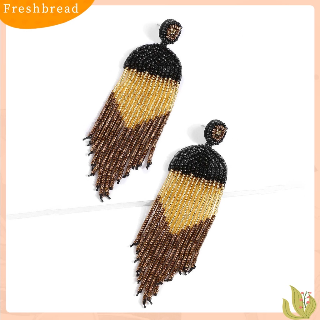 &lt; Freshbread &gt; 1pasang Manik-Manik Anting Rumbai Bentuk Air Terjun Anti-Alergi Mudah Menerapkan Manik-Manik Berwarna Drop Earrings Untuk Anak Perempuan