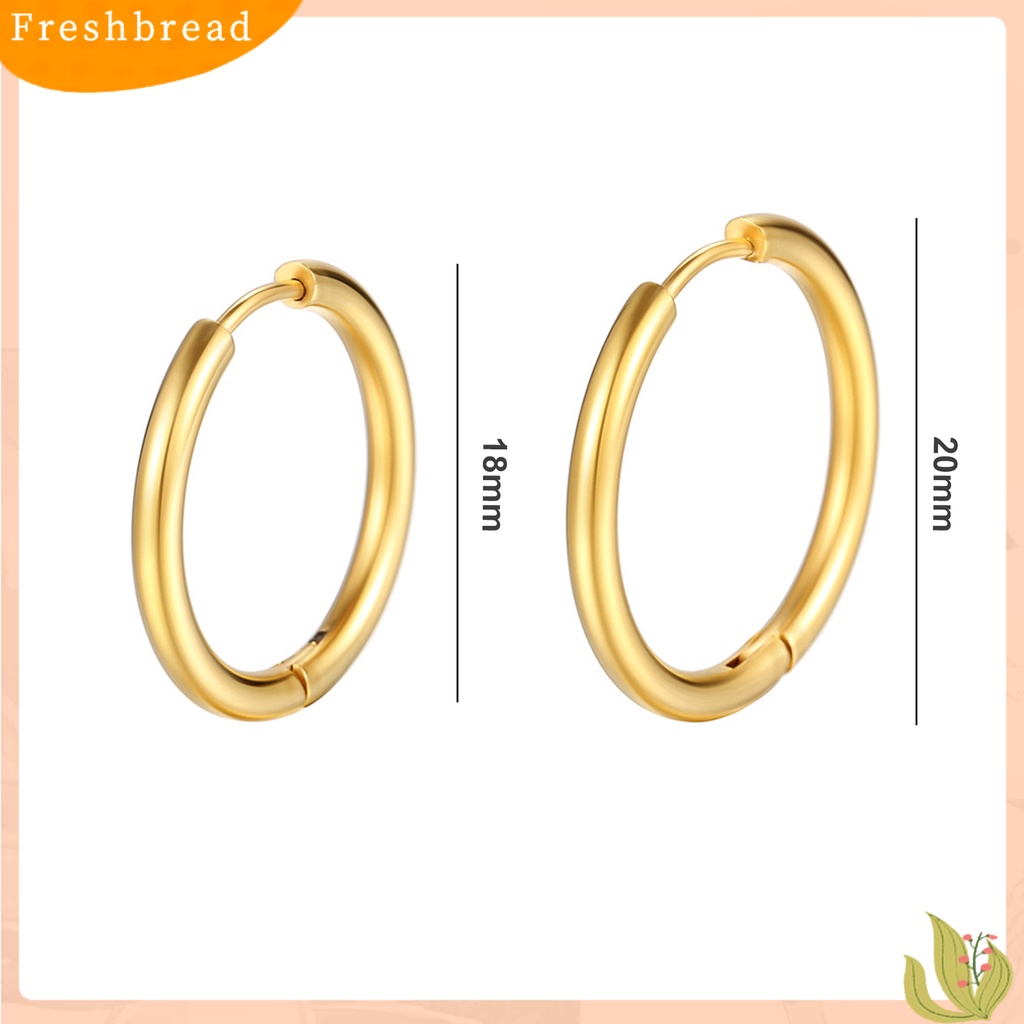 &lt; Freshbread &gt; 1pasang Anting Hoop Stainless Steel Geometris Elegan Dipoles Warna Perak Anting Lingkaran Logam Fashion Perhiasan