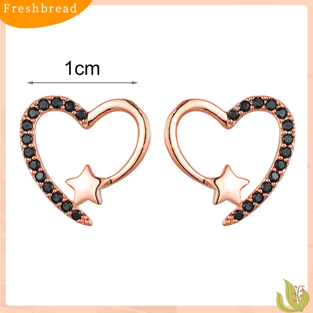 &lt; Freshbread &gt; 1pasang Anting Wanita Pengerjaan Indah Paduan Anti Karat Berkilau Bentuk Hati Telinga Giwang Perlengkapan Pernikahan