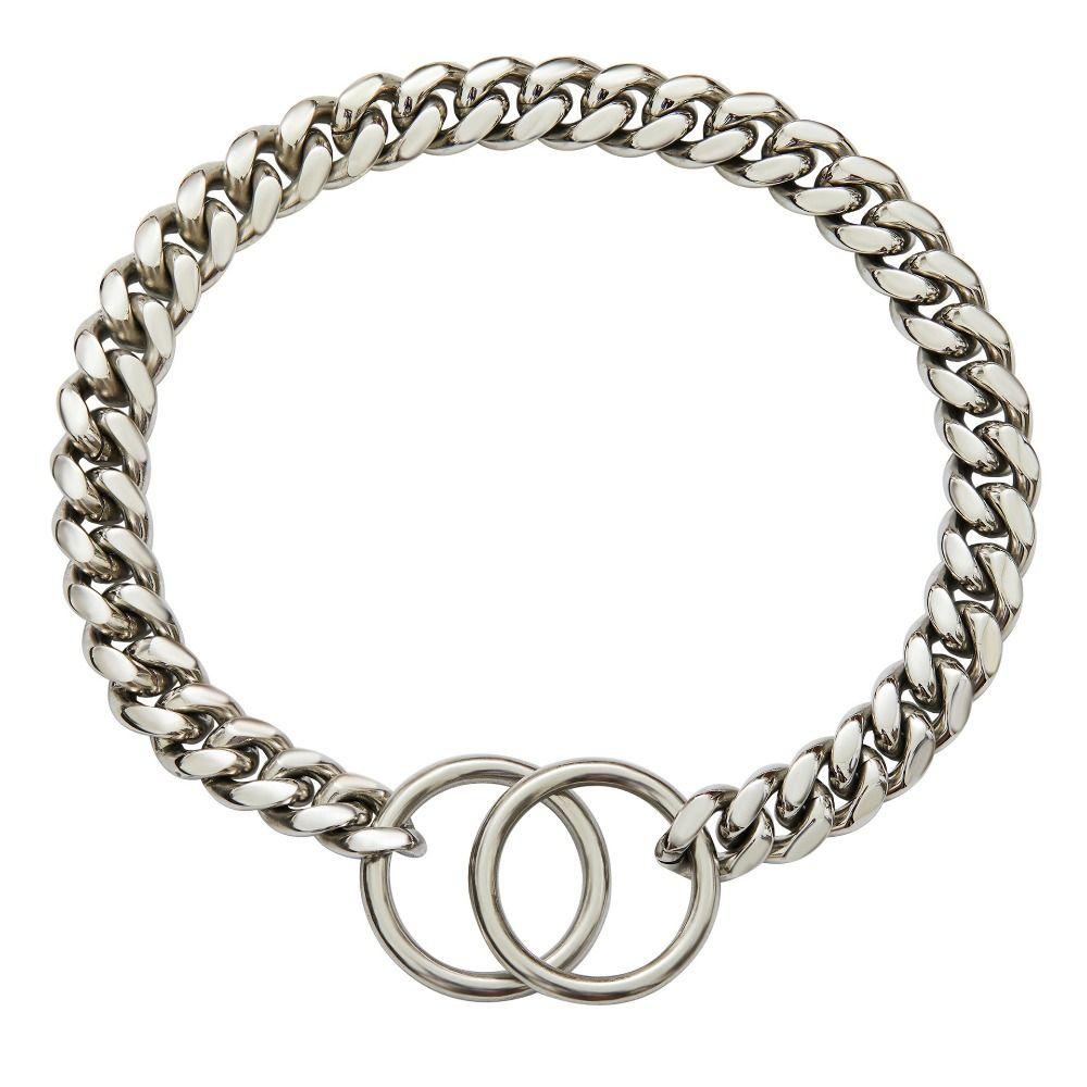 SUYO Cincin Anjing Enkripsi Kerah Stainless Steel Tahan Lama Rantai Kuba