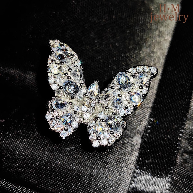 S925 Perak Cahaya Mewah Lucu Busur Cincin Micro-Hias Berlian Penuh AAA Zirkon Super Peri Ornamen