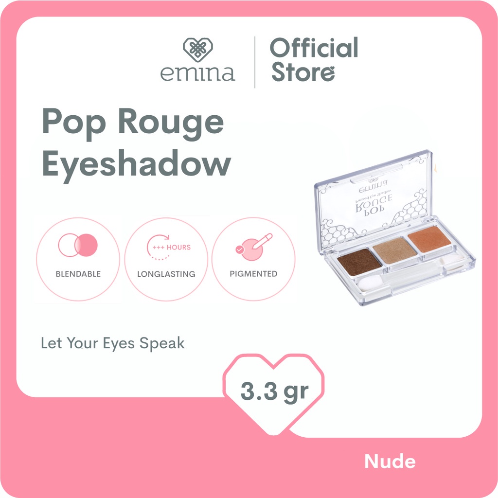 Emina Pop Rouge Pressed Eye Shadow 3.3 g - Eye Shadow untuk Pemula, Pigmented, Long Lasting