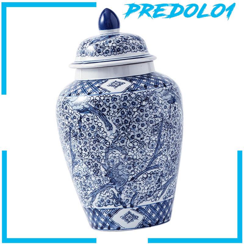 [Predolo1] Toples Jahe Porcelain Pot Rangkaian Bunga Glossy Dengan Tutup Untuk Hadiah Dekor