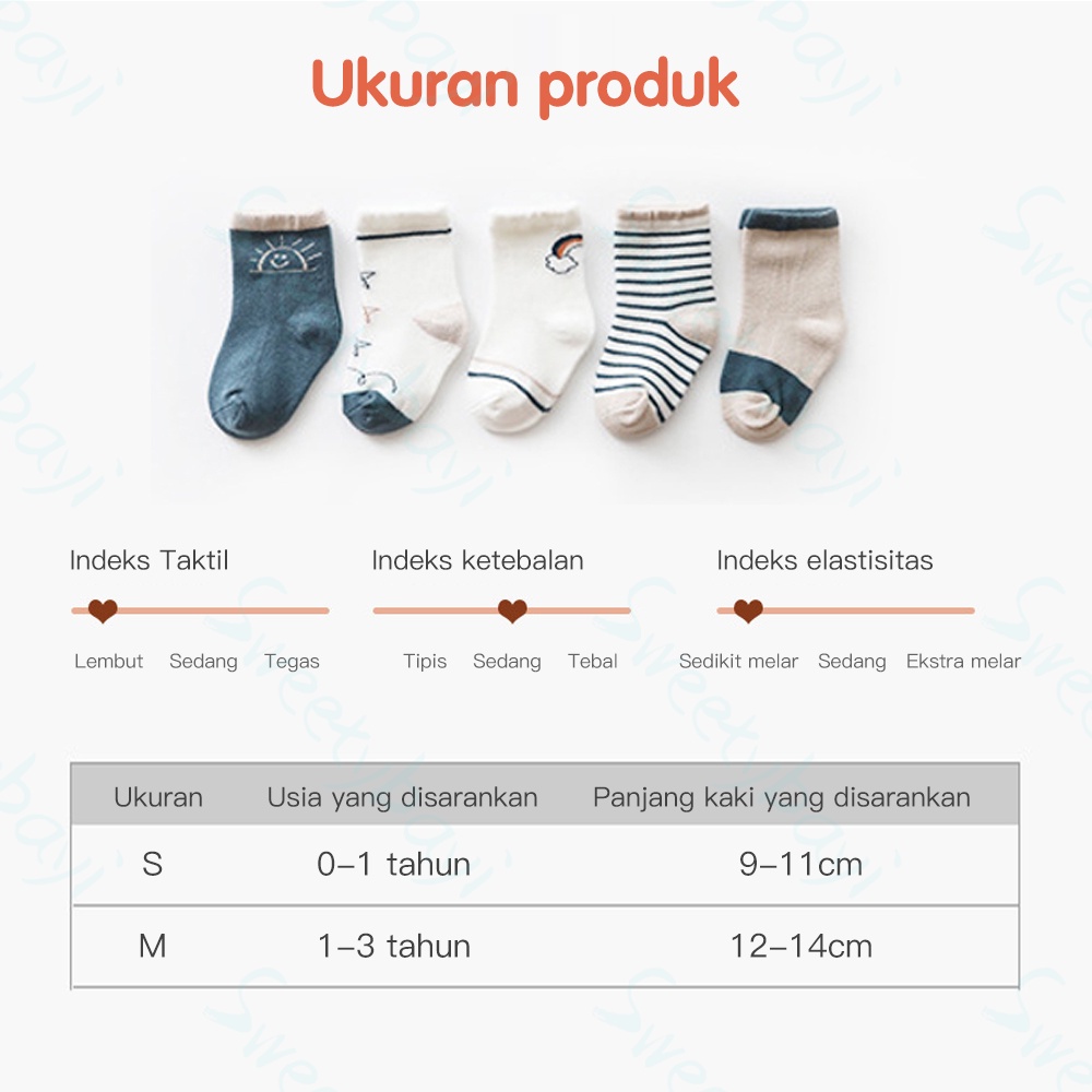 SweetyBayi 5in1 Kaos kaki bayi anak motif karakter Kaus kaki bayi children socks 0-3 tahun