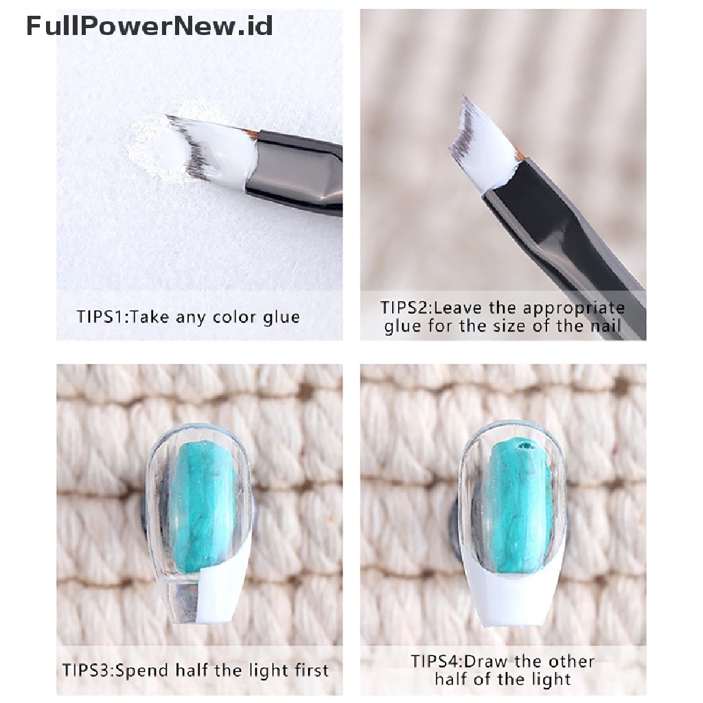 Power 1Pc Sikat Kuku Tip Prancis Bentuk Setengah Bulan UV Gel Akrilik Gambar Pager ID
