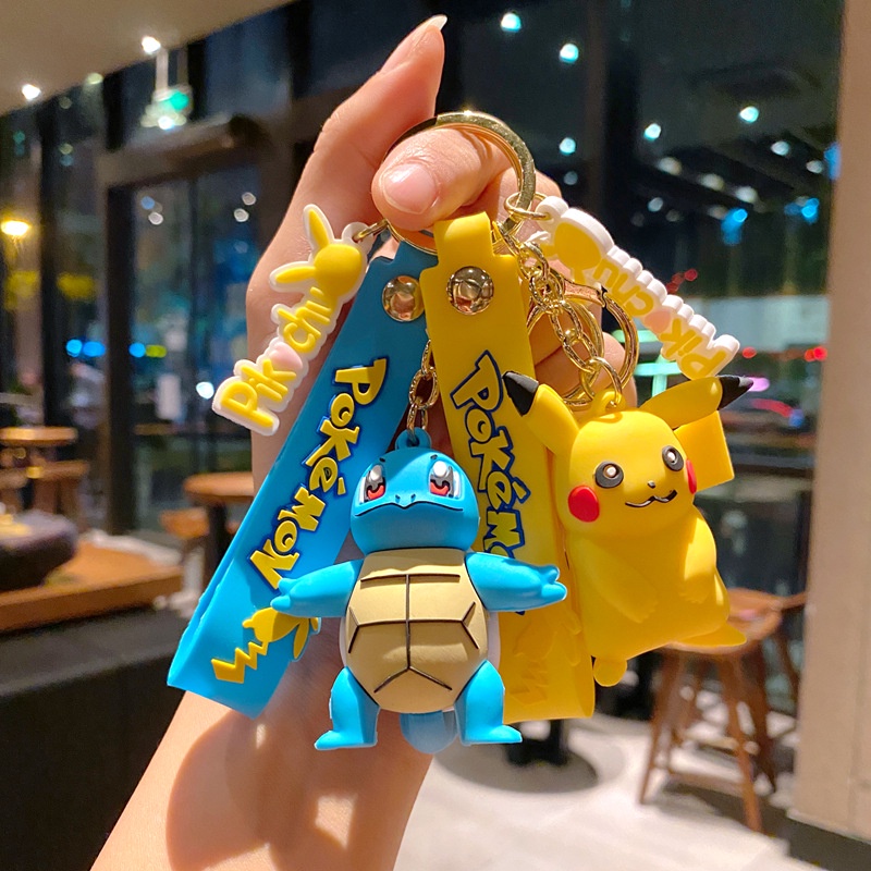 Gantungan Kunci Kartun Pokemon Karakter PVC Pikachu Charizard Bulbasaur Squirtle Anime Boneka Figurine Tas Liontin