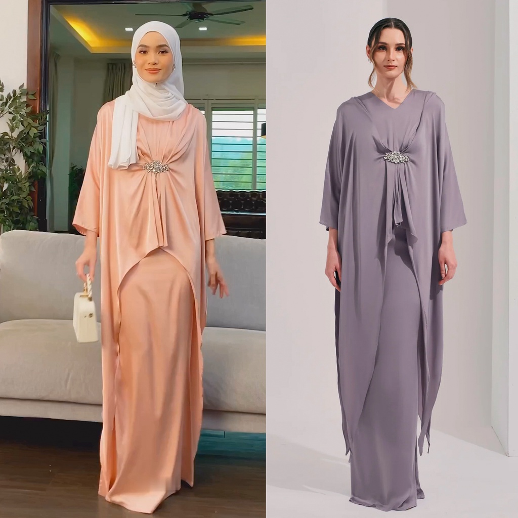 IFAYA DRESS + OUTER DRESS LEBARAN RAYA + FREE BROSS BY ELSYIFA FASHION