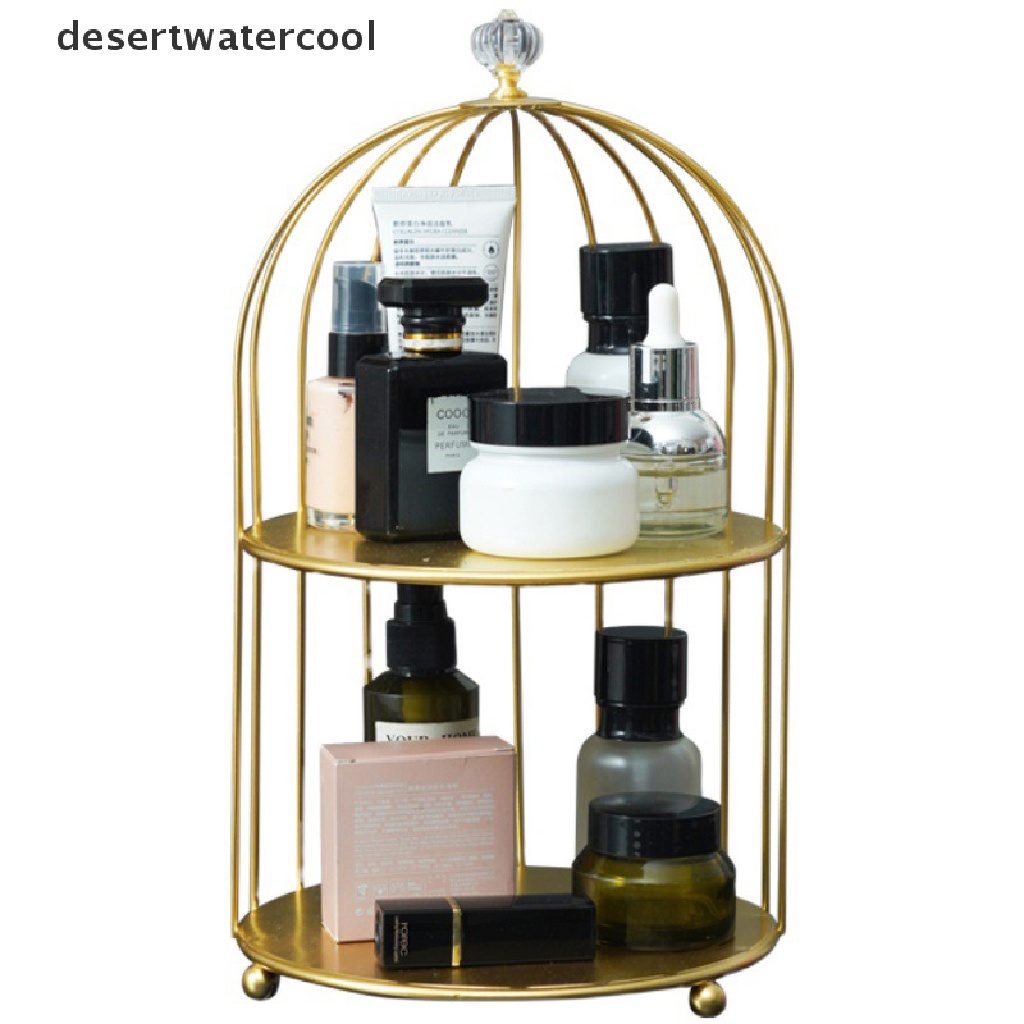 Deid Besi Art Nordic Style Bird Cage Rack Rak Penyimpanan Kosmetik Rak Meja Finishing Martijn