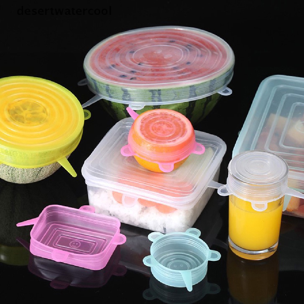 Deid 6Pcs Food Silicone Cover Cap Universal Tutup Silikon Untuk Peralatan Masak Mangkok Microwave Reusable Stretch Lids Bungkus Makanan Martijn