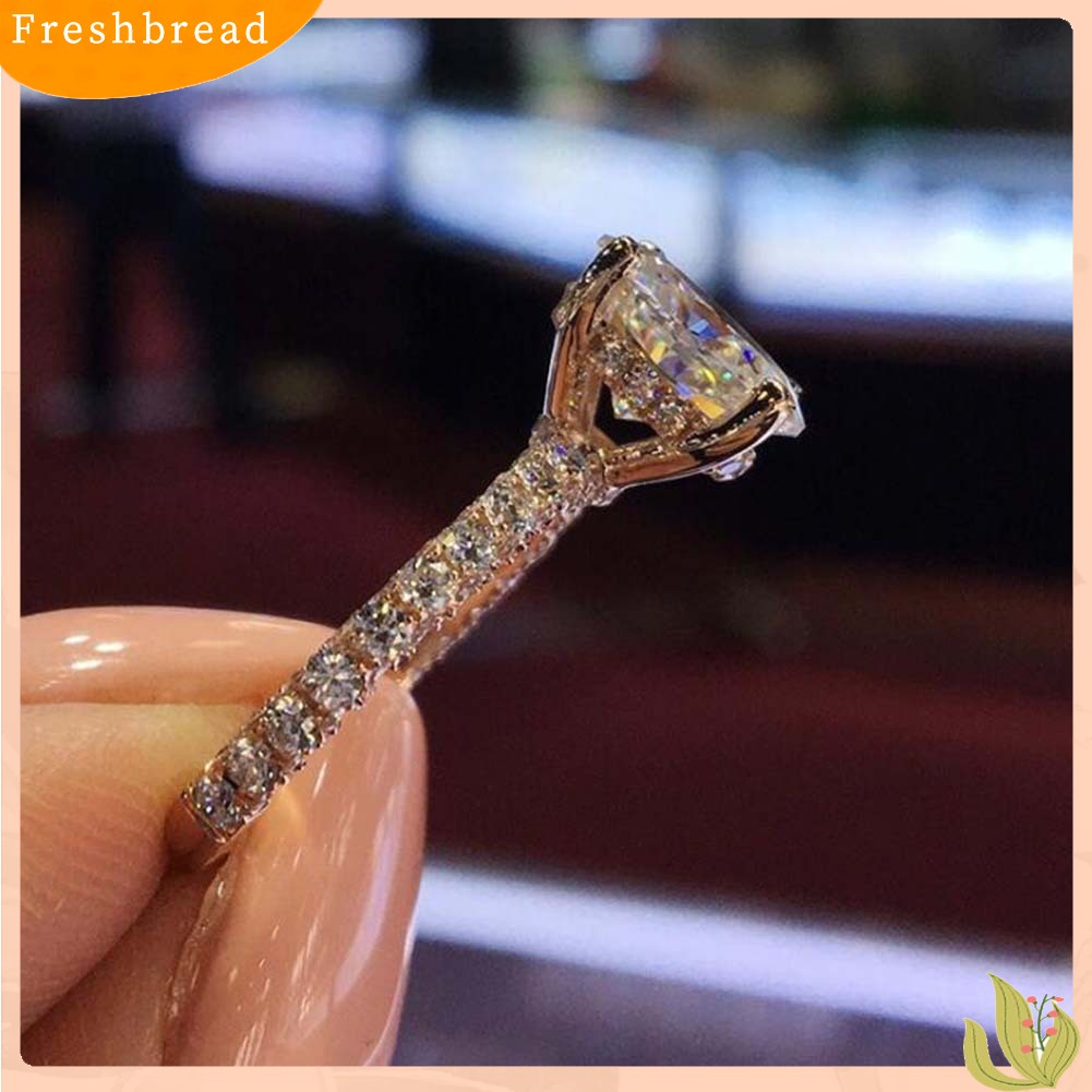 {In Stock} Glitter Bulat Berlian Imitasi Bertatahkan Band Jari Cincin Pengantin Pernikahan Perhiasan Hadiah