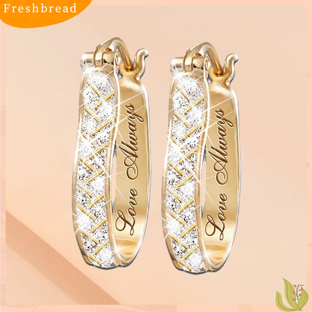 {In Stock} Wanita Fashion Kristal Imitasi Cubic Zirconia Alloy Hoop Earrings Pesta Perhiasan Hadiah