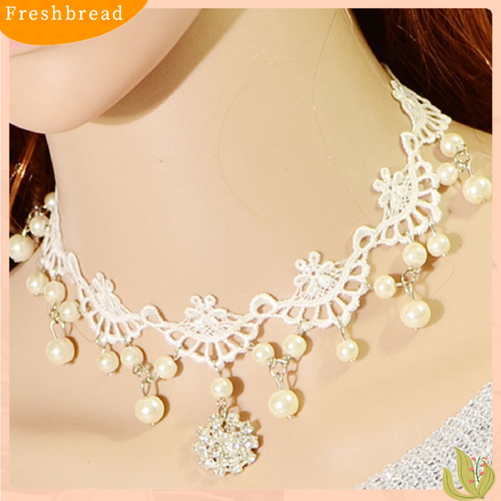 {In Stock} Kalung Hollow Mudah Dipakai Mutiara Imitasi Faux Pearl Sexy Gaya Rock Lace Choker Untuk Kehidupan Sehari-Hari