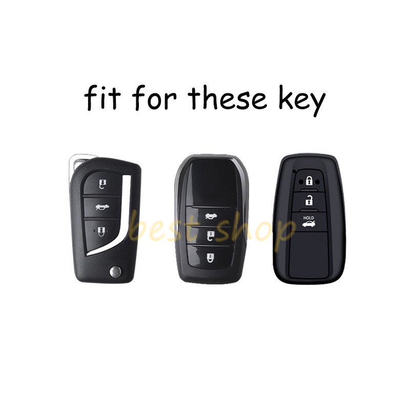 Tpu Desain Tepi Emas Toyota Fortuner Innova Key Cover Remote Mobil Fob Key Case Holder Shell Gantungan Kunci Untuk Toyota Yaris Hilux Vellfire Altis Auris Innova