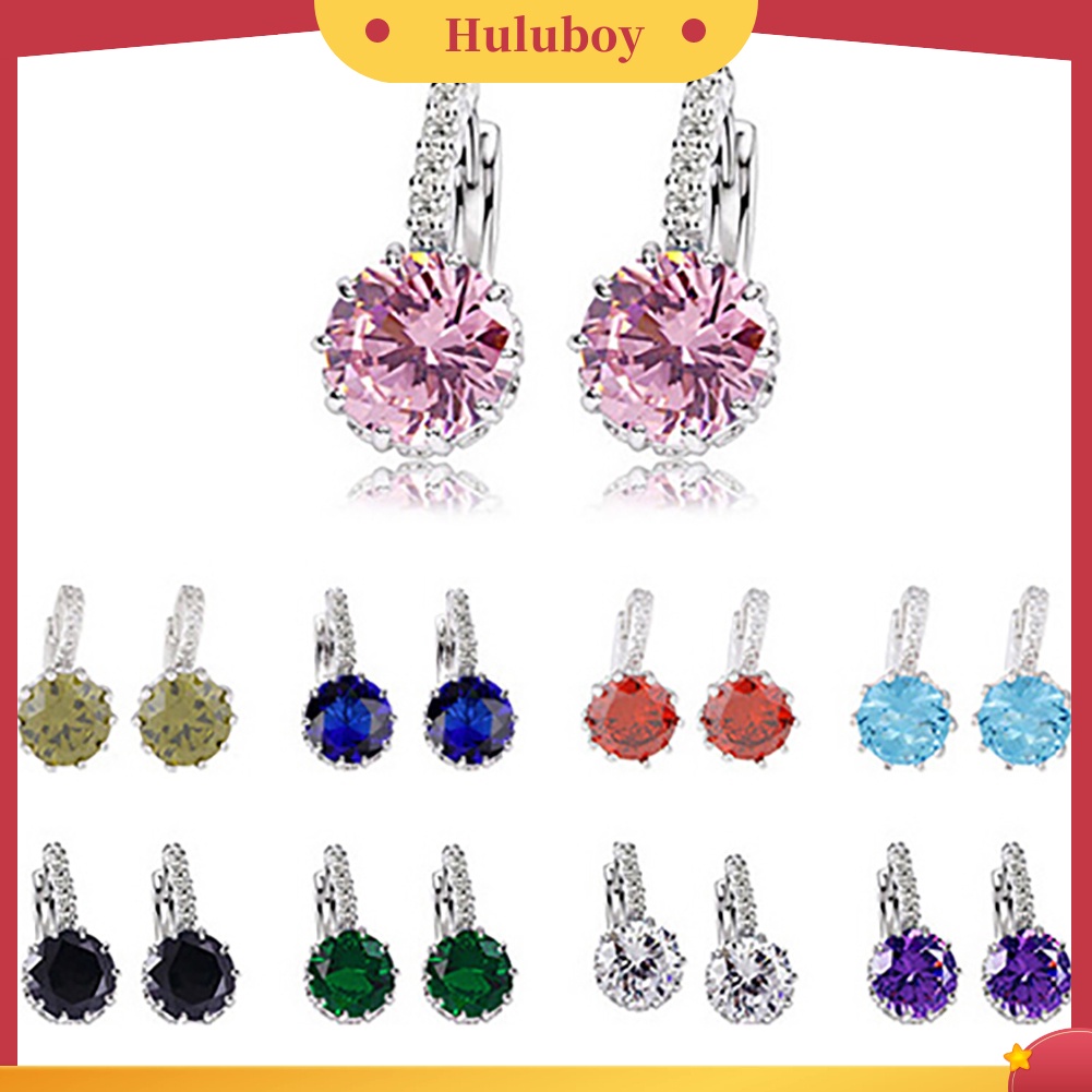 {Ready Stock} Wanita Fashion Berlapis Emas 9K Zirkon Berlian Imitasi Huggie Earrings Perhiasan Hadiah