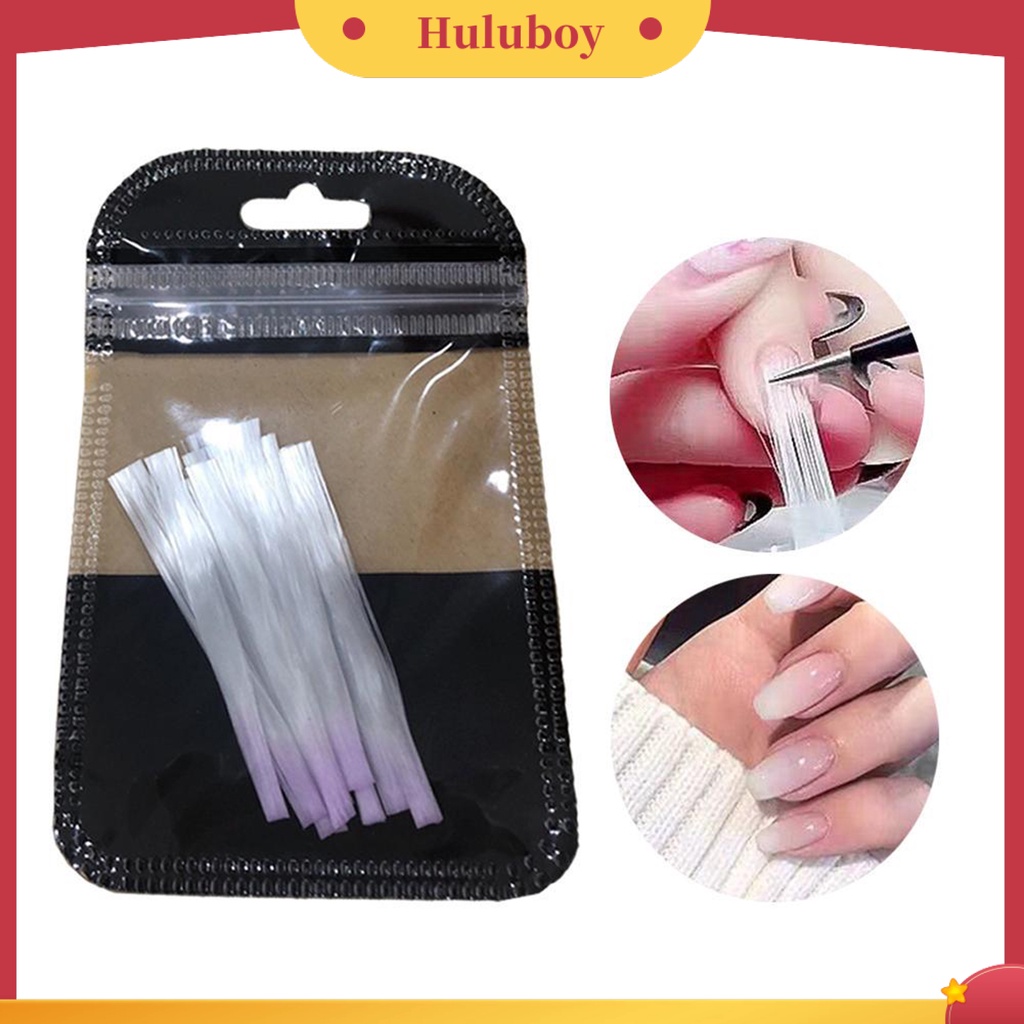 {In Stock} 10Pcs Serat Ekstensi Kuku Fleksibel Nail Art Fiber Quick Extension Glass Gel Sticker Untuk Salon Kuku