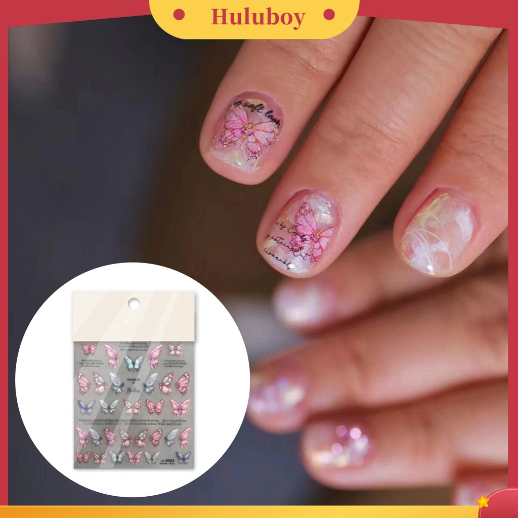 {In Stock} 1lembar Stiker Kuku DIY 5D Butterfly Nails Art Manicure Stickers Untuk Salon Kuku