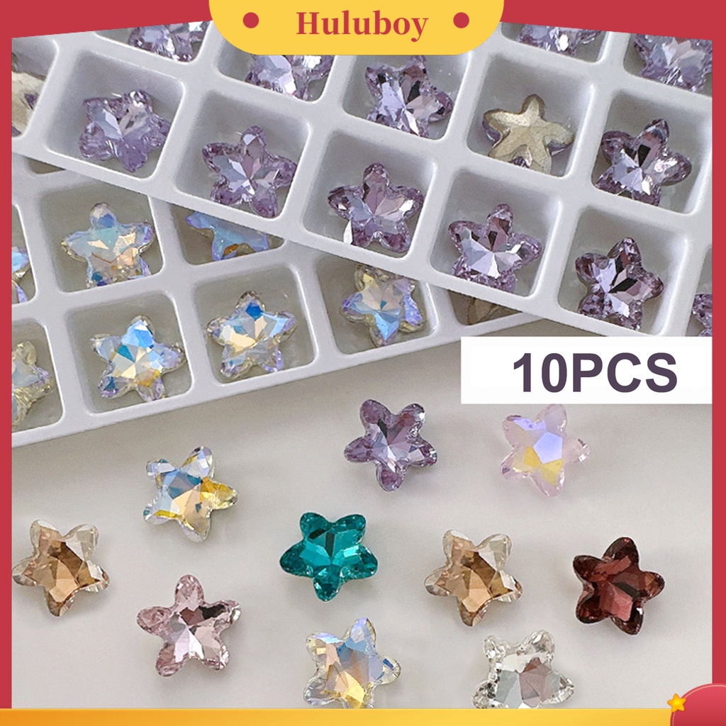 {In Stock} 10Pcs Berlian Imitasi Kuku Warna-Warni Mengkilap Kristal Imitasi Tiga Dimensi Hias DIY Hadiah Bintang Laut Nail Art Jewelries Manicure Dekorasi Untuk Lady