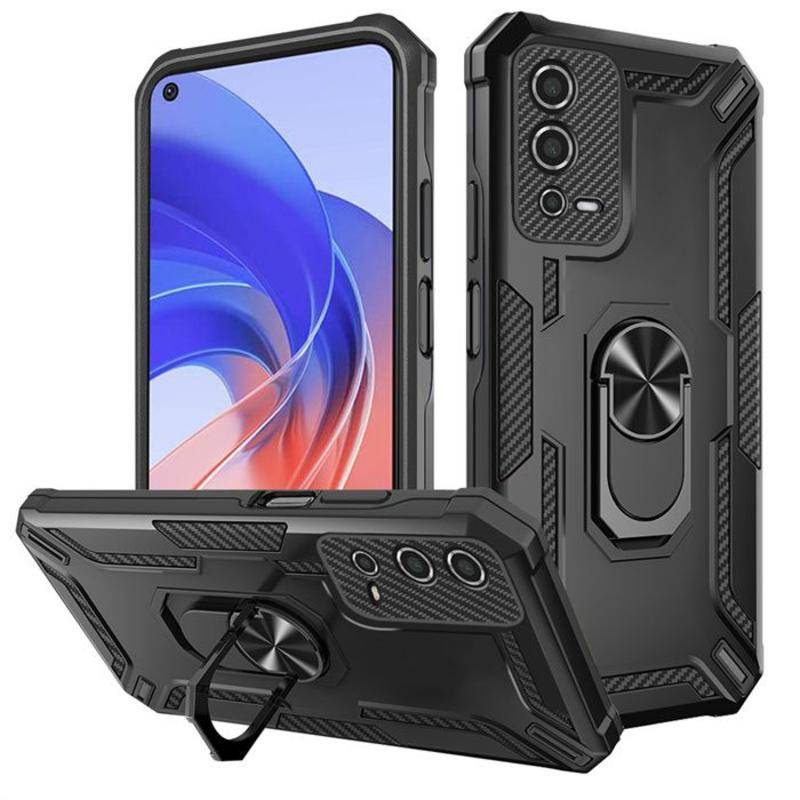 Untuk OPPO Reno8 7 Z Lite Find X5 Lite Narzo 2030a Case 360cincin Berputar Metal Kickstand Holder Armor Heavy Duty Shockproof Case Untuk Realme V13 V23 Q5i Q3 Q3i A77 A77S A57 A57S