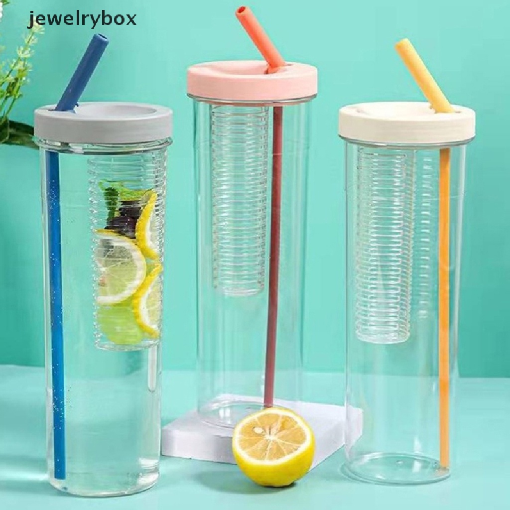 [jewelrybox] Botol Air Filter Buah Buahan Plastik 750ml Dengan Sedotan Gelas Air Sekolah Butik