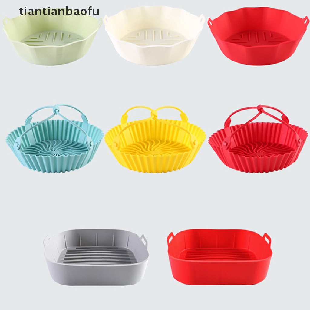 [tiantianbaofu] 22cm Air Fryer Silicone Pot Air Fryer Basket Liner Anti Lengket Oven Baking Tray Butik