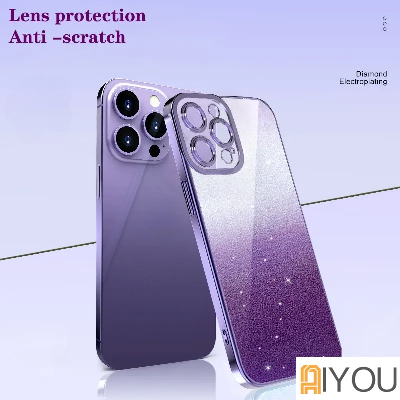 IPHONE Casing Gradasi Electroplate Mewah Untuk Iphone14 13 12 11 Pro Max X Xs XR Max Mini7 8 Plus SE 2020 2022 Bumper Glitter Cover
