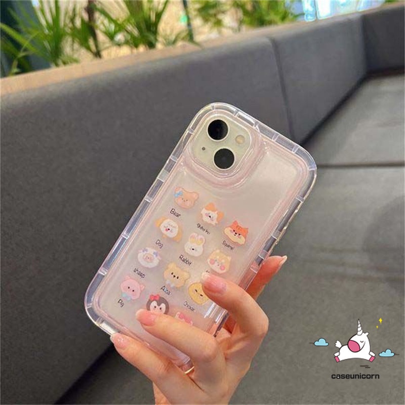 IPHONE Kawaii Casing Ponsel Shell Kompatibel Untuk Iphone11 14 13 12 Pro MAX 7Plus XR 6 6S Plus X XS MAX Ins Cherry Candy Kartun Hewan Lucu Beruang Kodok Lembut Tpu Shockproof Airbag Cover