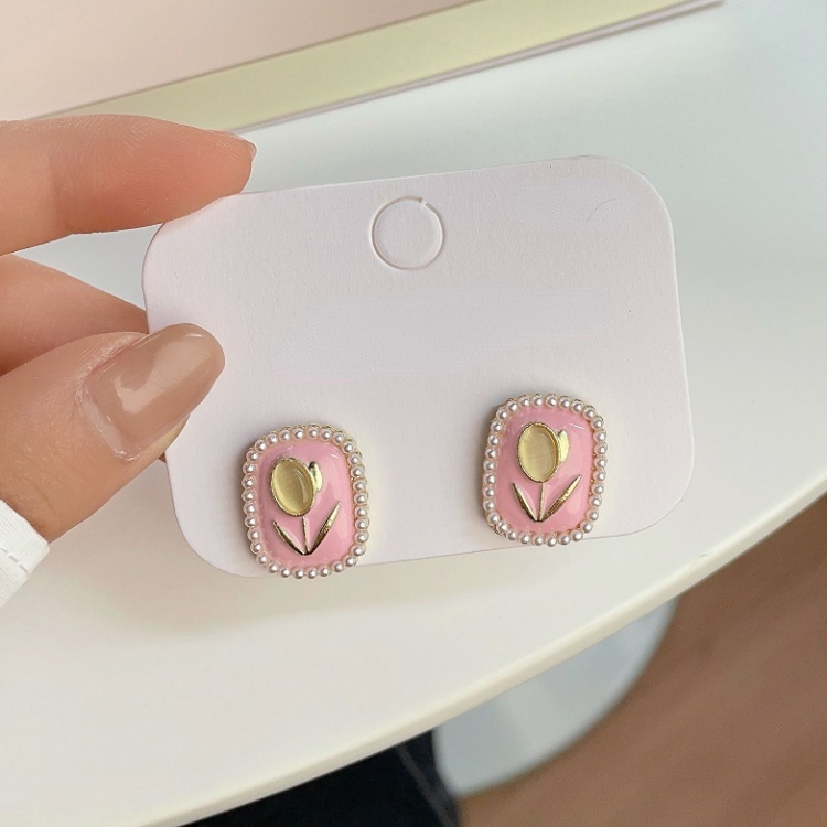 Anting Ear Studs Seri Pink Musim Panas Musim Semi Untuk Aksesori Gadis Indah Manis