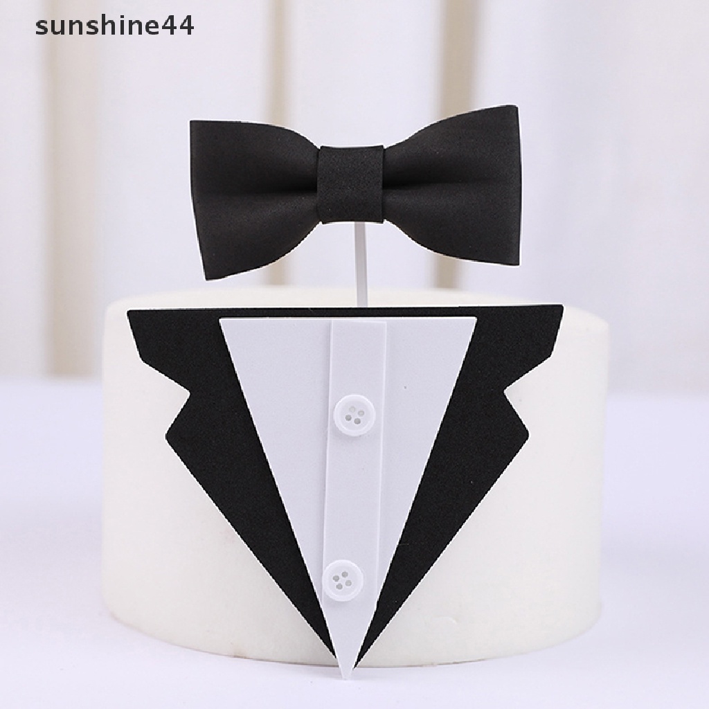 Sunshine Bowtie Kerah Decorag Alat Pria Setelan Topper Kue Cupcake Hari Ayah Pesta DIY ID