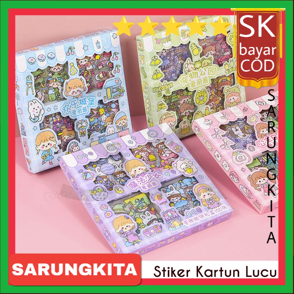 

Stiker Buku Diary Motif Kartun Korea Botol Minum Waterproof Handbook Scrapbook DIY Box Isi 100 Lembar SARUNGKITA