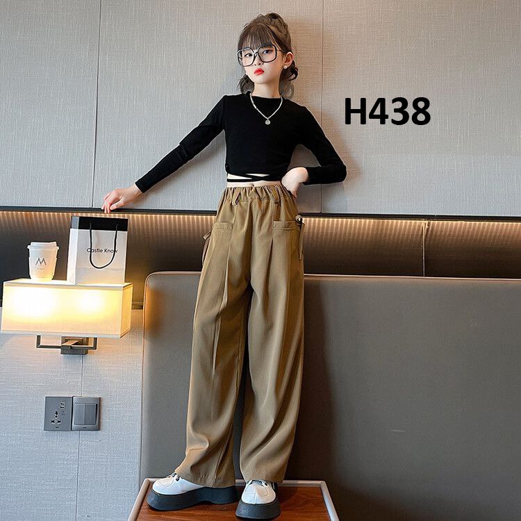 H438 baju setelan crop top anak perempuan tanggung import korea