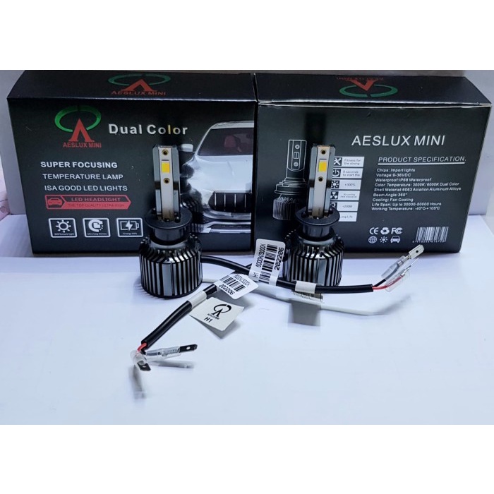 LED Aeslux Mini dual Color H1, H7, H8 H11, HB3, 9012, - H1
