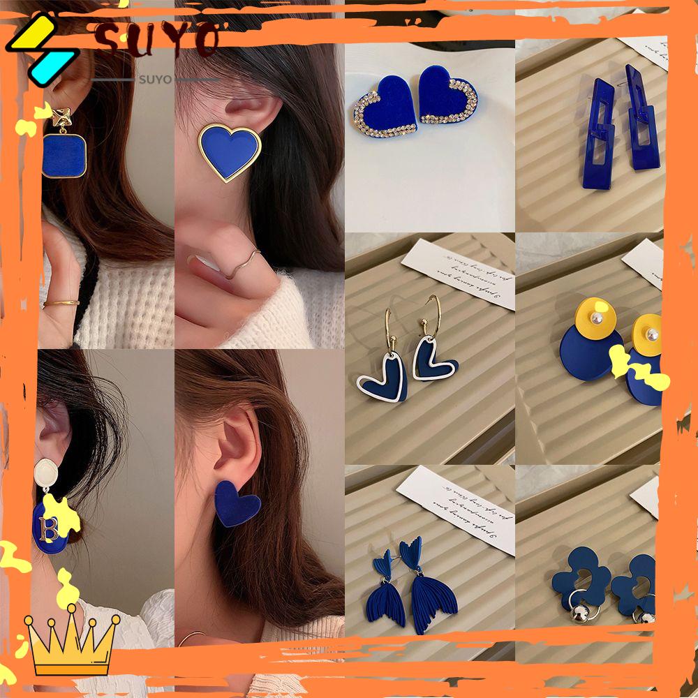 Suyo Anting Untuk Wanita Perhiasan Hadiah Trendi Rantai Anting Geometris Menjuntai Stud Earrings